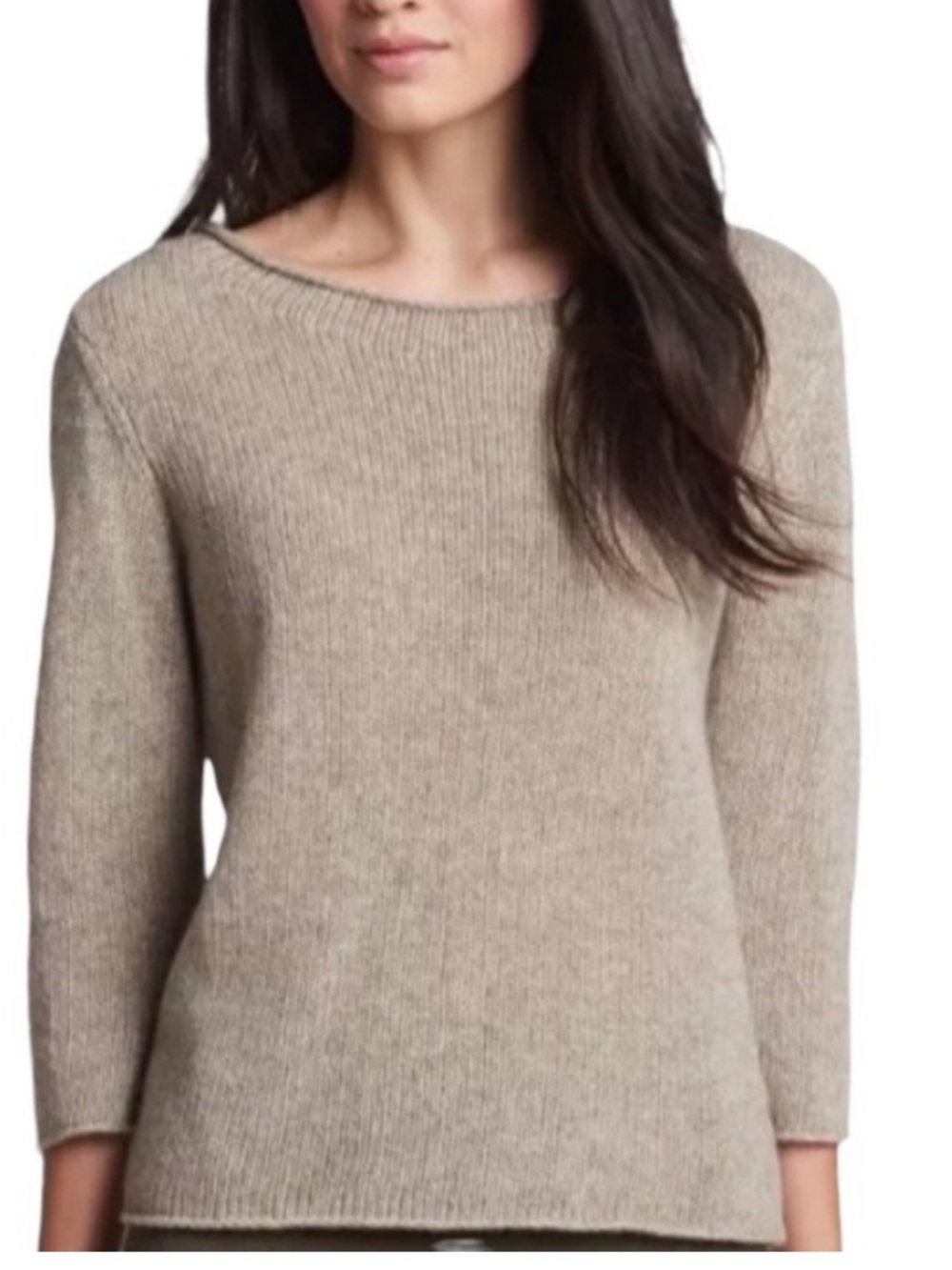 Eileen Fisher Italian Yak Wool
Rolled Hem and Neck Sweater, Boat Neck, size L